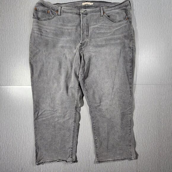 Levi's Ribcage Straight Ankle Jeans Women's Size 24W Button Fly Gray Denim - Picture 1 of 9